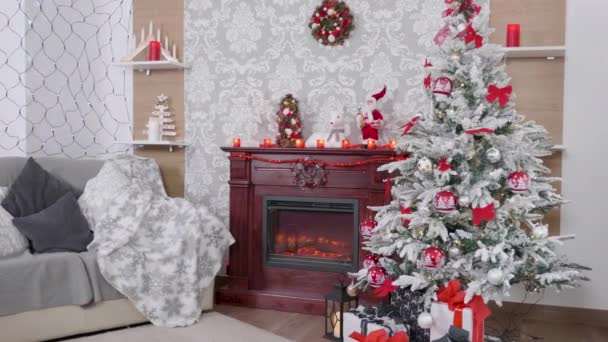 Muhteşem oda Noel arifesi için hazır — Stok video