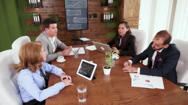 Top view business people having a meeting in the conference room — Stock Video