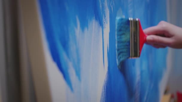 Pintura pincel sobre lienzo — Vídeos de Stock