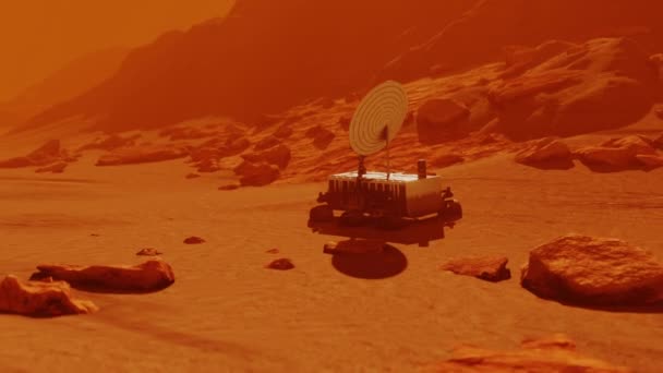 Ровер на місії вивчення поверхні червоних планет, науки в космосі — стокове відео