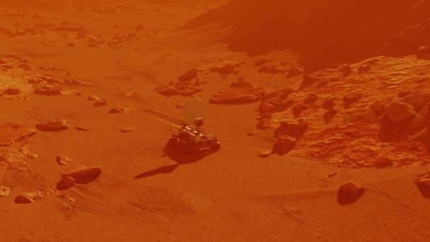 NASA Mars Rover zkoumá povrch červeného plance — Stock video