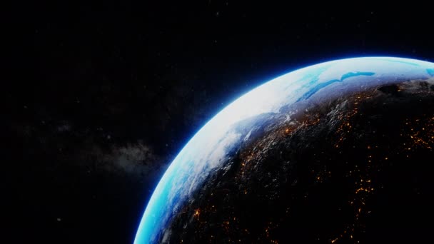 A Föld bolygónak az űrből való nappali és éjszakai átmenete — Stock videók