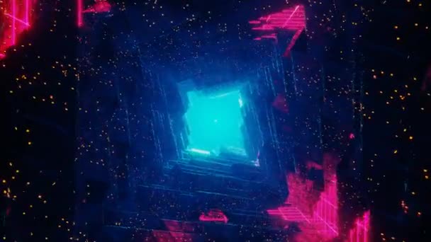 Siber uzayda sonsuz döngülü kaya tüneli — Stok video