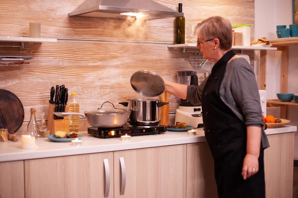 Checking food while cooking