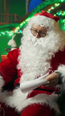 Noel Baba kılığındaki dikey videocu, mektubunu okuduktan sonra sabit hattan çocuğu arıyor. Noel Baba kostümü giymiş bir adam çocuklarla telefonda konuşurken dilek listesi hediyesinden, kameradan bahsediyor.