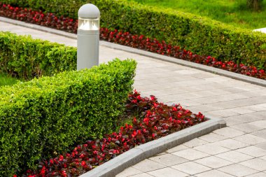 Öğe flowerbed bir sokak lambası ile