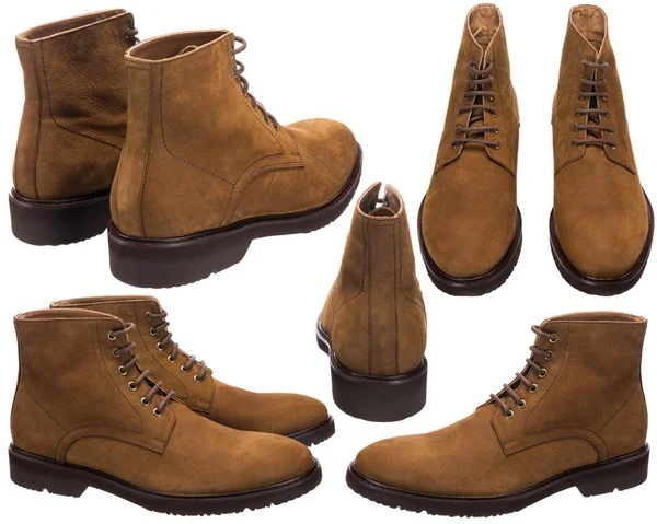 Męskie zamszowe buty ze sznurowadłami brązowy — Zdjęcie stockowe