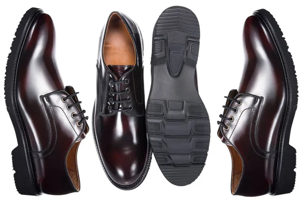 Klasyczne męskie skórzane buty z brokatem i odcień kolorów burgund — Zdjęcie stockowe