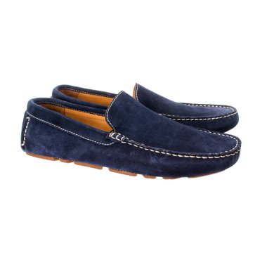 mavi süet mens mokasen cilasız deri