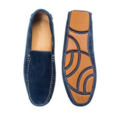mavi süet mens mokasen cilasız deri