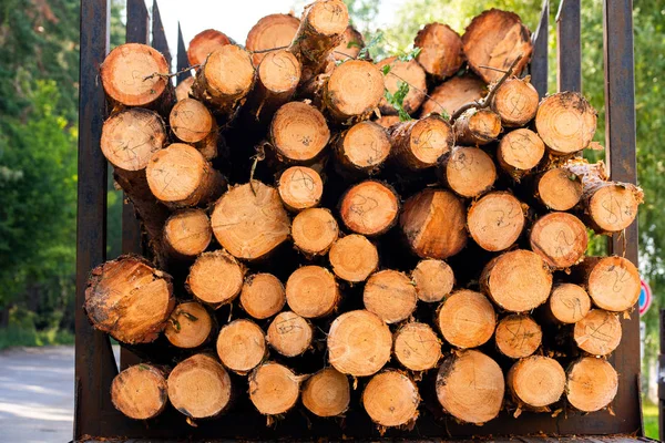 Madera apilada para un camión — Foto de Stock