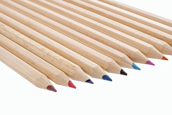 Natural wooden colored pencils for drawing — Stock Photo, Image