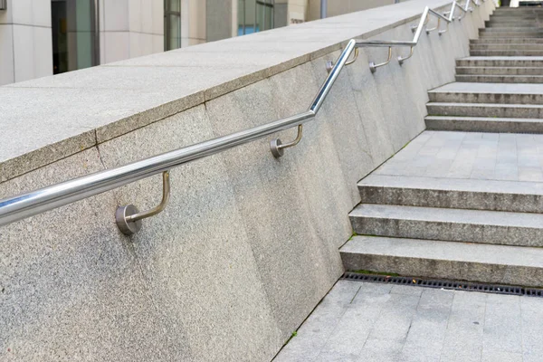 Stainless steel metal handrails — Stock Photo, Image