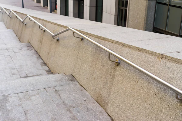 Stainless steel metal handrails — Stock Photo, Image