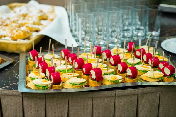 cold appetizers on the buffet table