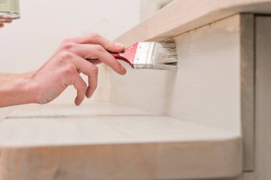 Resim işleri için fırçayla el.