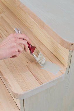 Resim işleri için fırçayla el.