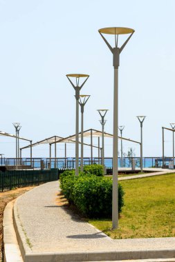 metal steel railings for pedestrians along the walkway for traffic