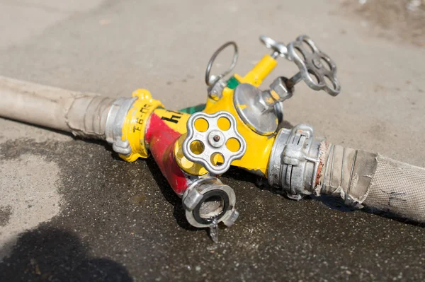Fire Rescue Pump Cocks Valves Water Supply Emergency Fire Services — Zdjęcie stockowe