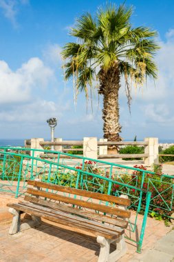 İzleme platformunun yanındaki ahşap bank.