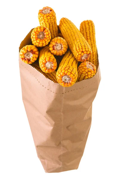 Corncobs Papírovém Sáčku Horní Rám — Stock fotografie