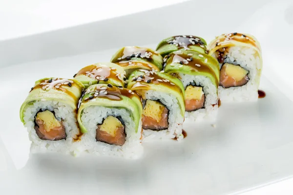 Sushi Roll Zielony Smok — Zdjęcie stockowe
