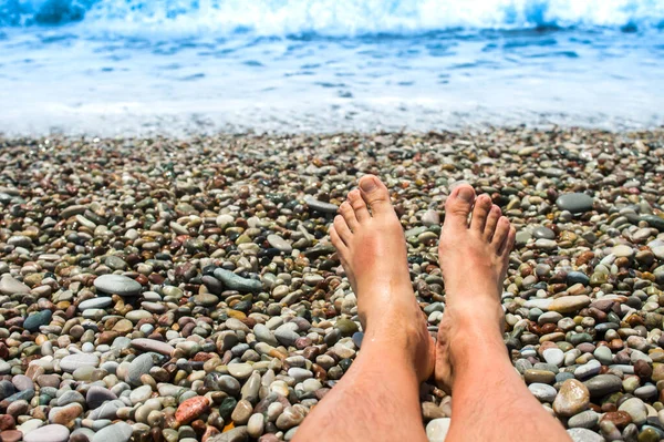 Nakna Fötter Havet — Stockfoto