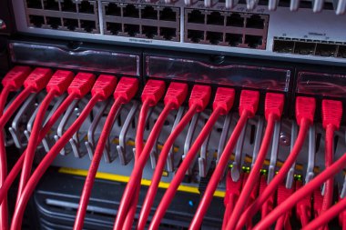 Sunucu dolabındaki internet kabloları