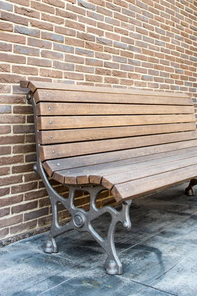 Wooden Bench Wrought Iron Legs — Stock Photo, Image