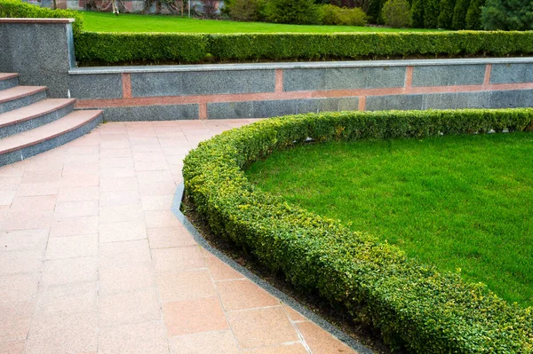 Bushes Plants Path Landscape Design — Stock Photo, Image