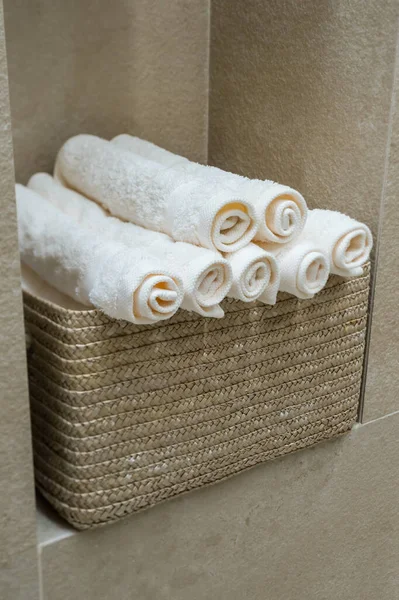 Clean towels rolled in rolls