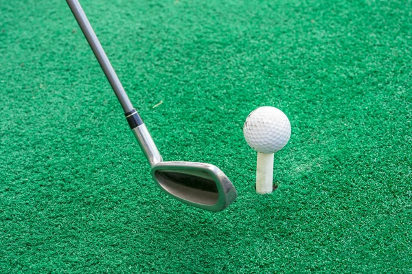 Golfütő Labda Lelátón — Stock Fotó