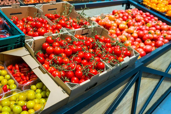 tomatoes in the boxes tomatoes in the supermarket