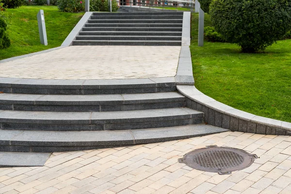 Stone Staircase Path Sewer Hatch — Stock Photo, Image