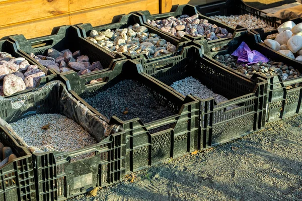 Natural Stones Drawers Creating Shapes Patterns Landscaping — Stock Photo, Image