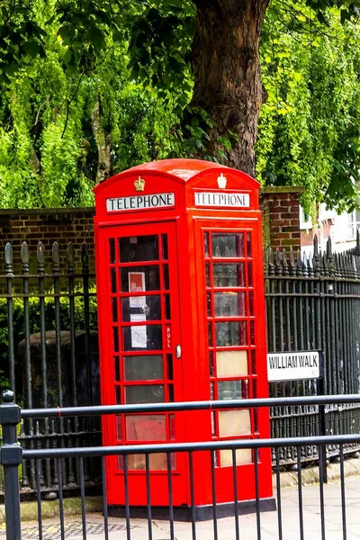 Traditional Red English Telephone Booth King William Walk Street Greenwich — Stock Photo, Image