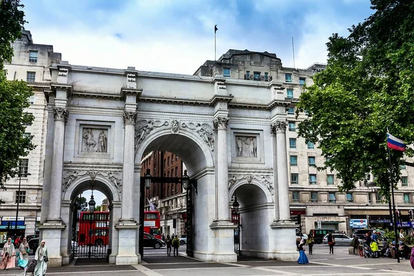 Londyn Wielka Brytania Czerwca 2015 Pomnik Marble Arch Bramy Oxford — Zdjęcie stockowe