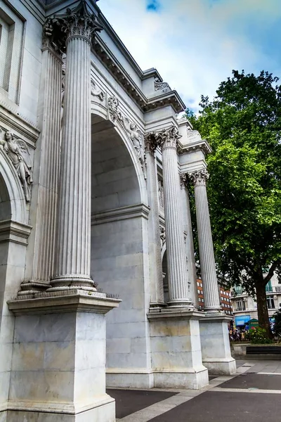Detail Marble Arch Monument Oxford Street West End London England — Stock Photo, Image