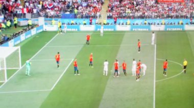 Football. Standard position. A corner kick. Blurred view clipart