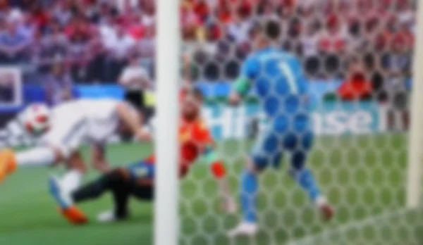 Football Falling Forward Goal Scored Opponent Blurred View — Stock Photo, Image