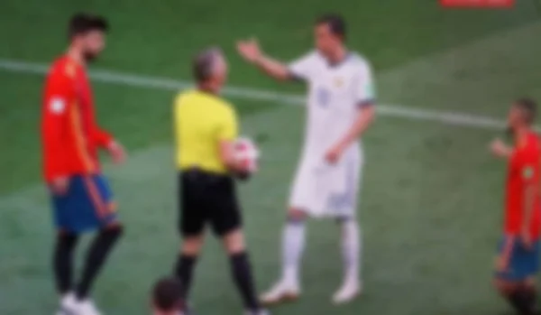 Football. Severe conversation with the referee after a missed goal