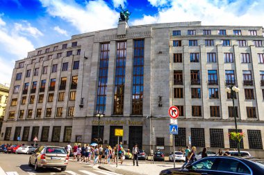 Prague, Çek Cumhuriyeti-Temmuz 23,2017: Anıt Binası Çek Ulusal Bankası (Ceska Narodni banka),'kamu mali kurumun bina. Merkez ve Merkez Bankası