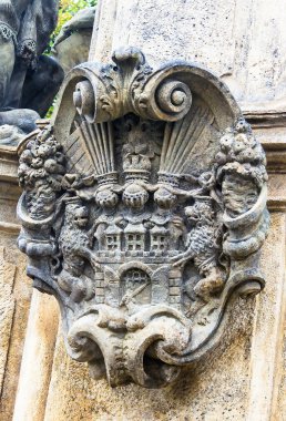 Detay veba sütunu, Meryem Ana (Mariansky sloup) bulutlu yaz günü sabahı. Prag