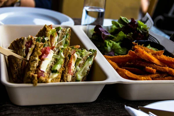 Sandwiches Cheese Vegetables — Stock Photo, Image