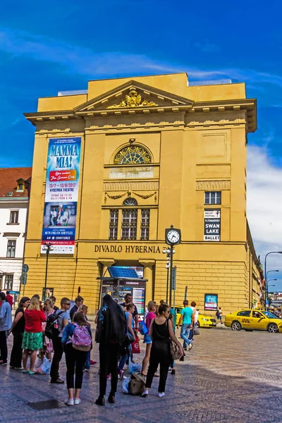 Prague Czech Republic July 2017 Hybernia Theatre Bottom Cloudy Day — Stock Photo, Image
