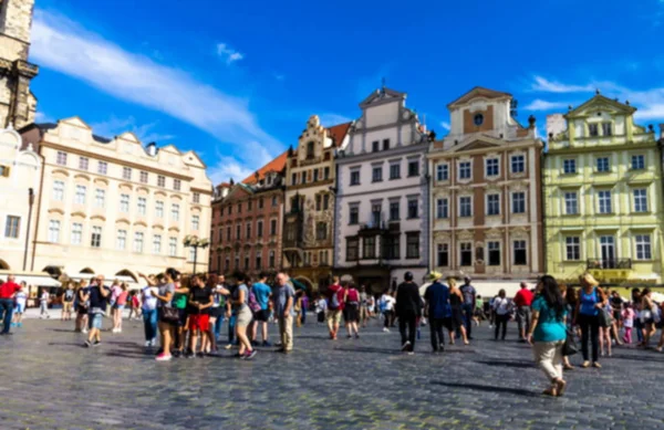 Vista Turva Praça Cidade Velha Com Turistas Uma Praça Histórica — Fotografia de Stock