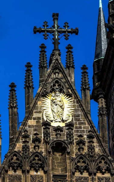 Détail Église Notre Dame Avant Tyn Prague Tchèque — Photo