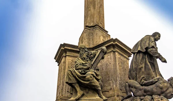 Деталь Чумной Колонны Девы Марии Марианский Шлеп Утром Облачного Летнего — стоковое фото