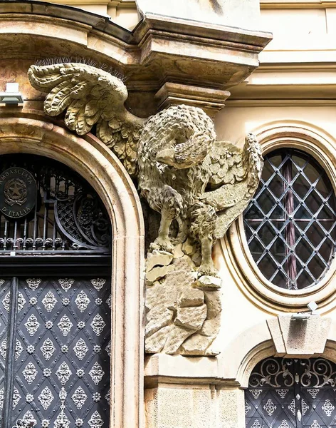 Prag Tschechische Republik Detail Des Eingangs Zur Rumänischen Botschaft Der — Stockfoto