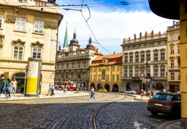 Vista Turva Antiga Rua Praga Mala Strana República Checa — Fotografia de Stock